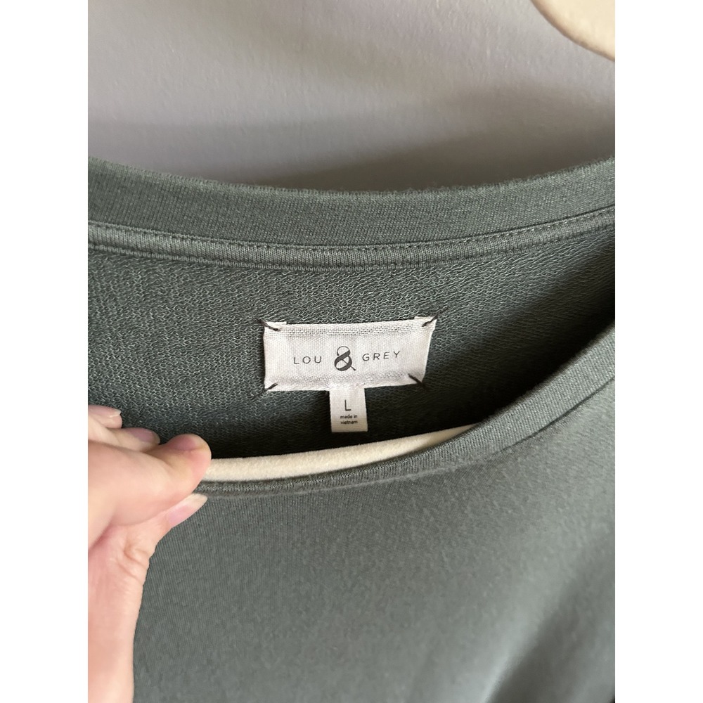 Lou & Grey Signature Soft T-Shirt Dress Sage Green Short Sleeve Shift Large - Picture 3 of 4